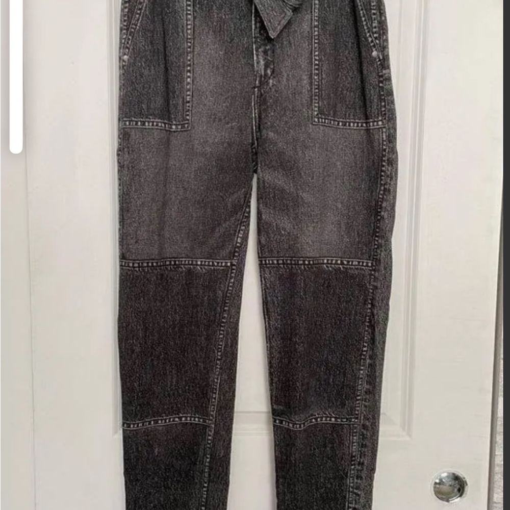 Rag and Bone Miramar Mia Jeans Tie waist printed denim black magic M Medium acid
